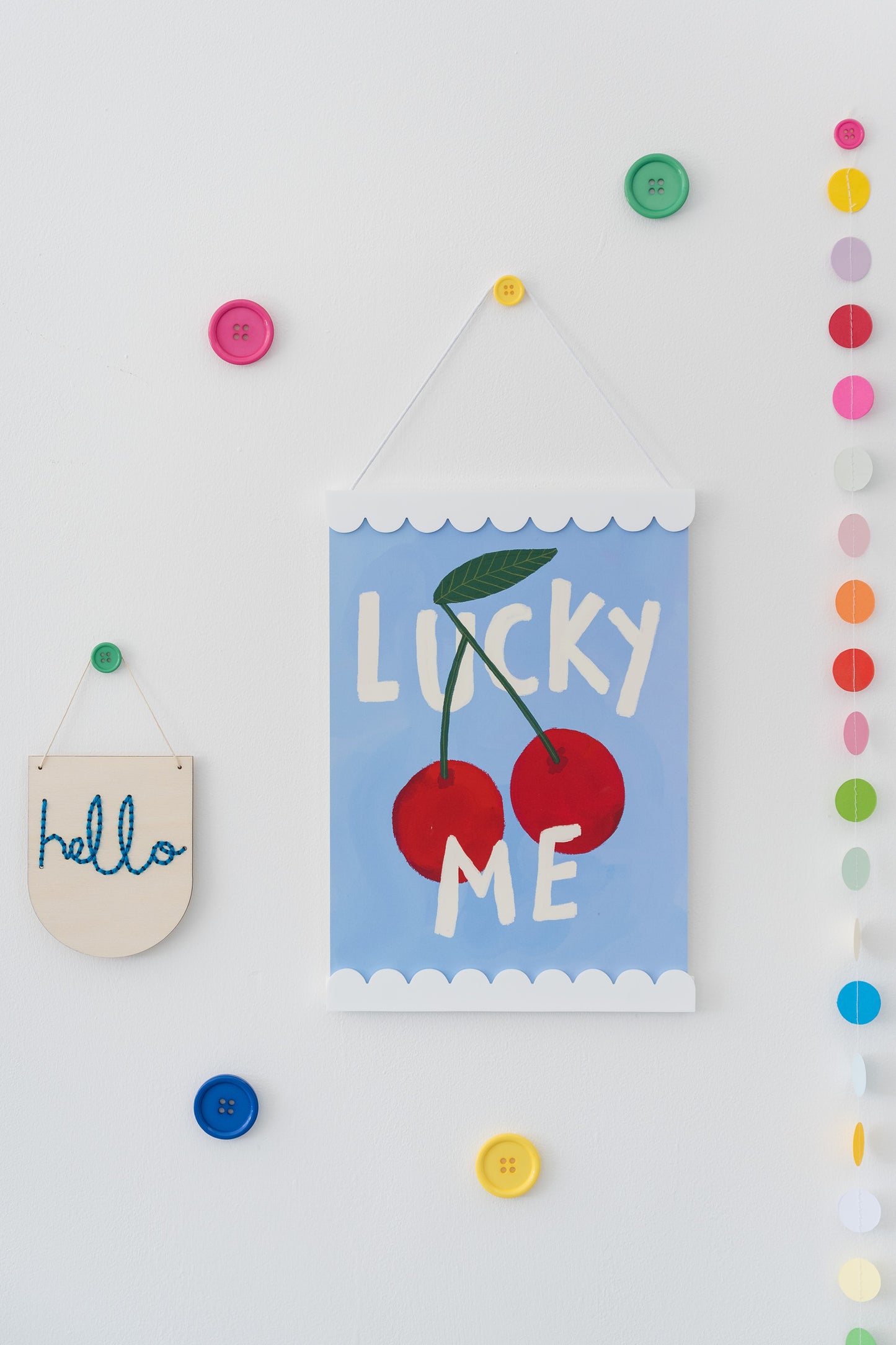 LOVELY BUTTON UPS ® Button Wall Hooks - Colourful Collection #01 TWO PACK