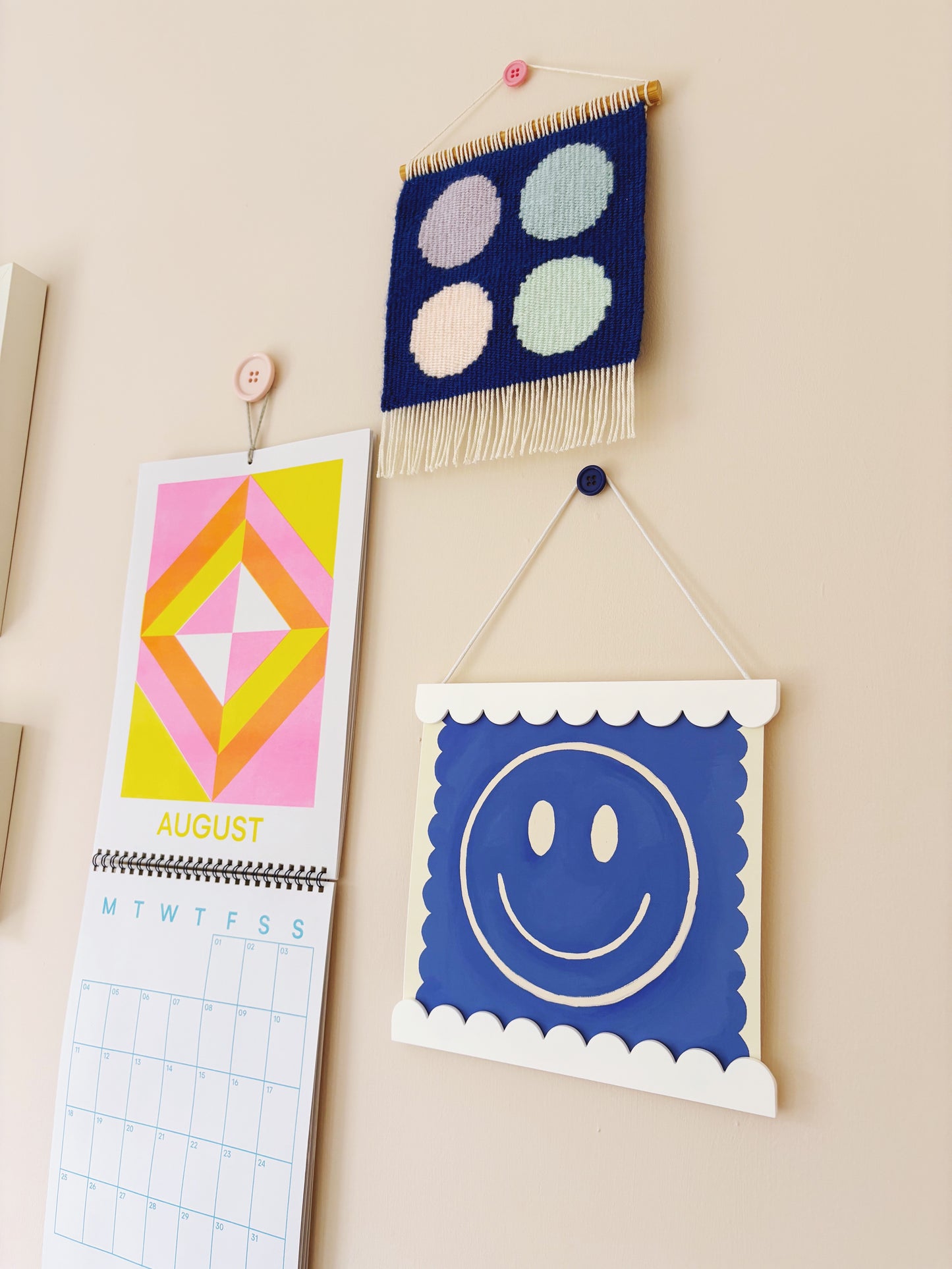Kate Fox Design Smiley Print Bright Blue 8 x 8 inch