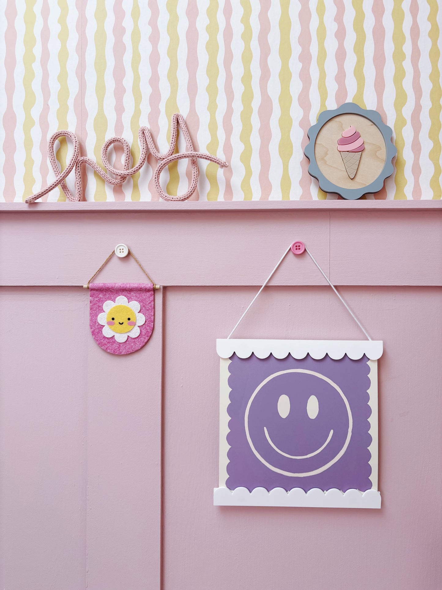 Kate Fox Design Smiley Print Lilac 8 x 8 inch