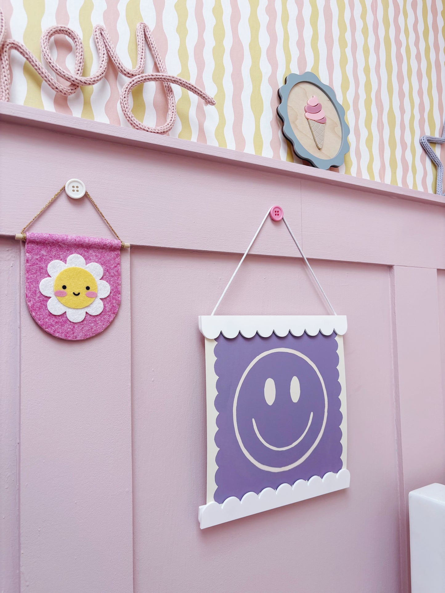 Kate Fox Design Smiley Print Lilac 8 x 8 inch