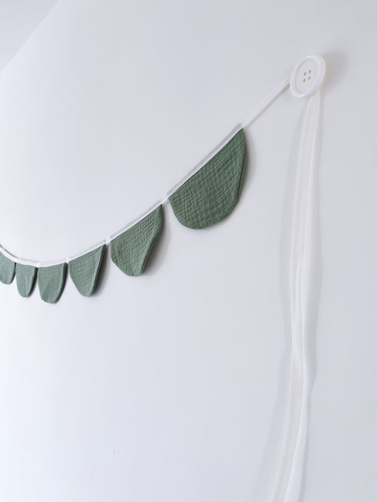 Scalloped Muslin Bunting Sage Green