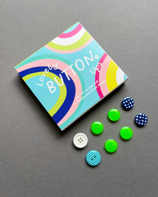 LOVELY BUTTON UPS ®  Button Wall Hooks - Neon Green Kids Collection