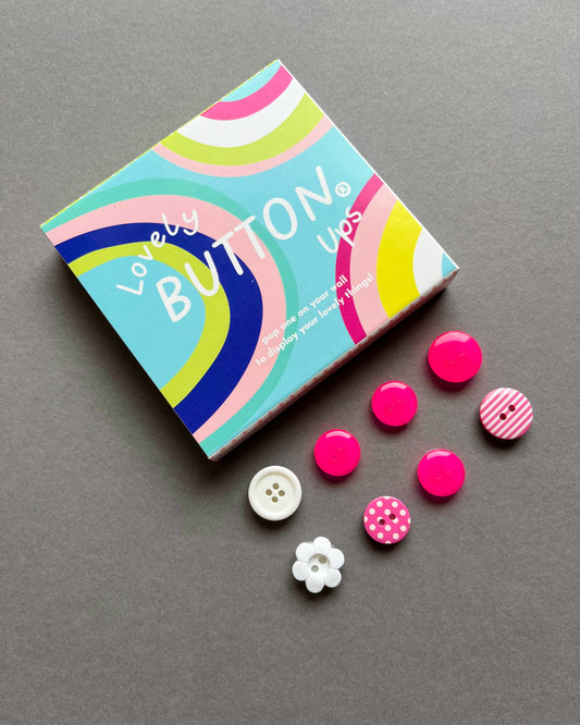 LOVELY BUTTON UPS ® Button Wall Hooks -  Neon Pink Kids Collection