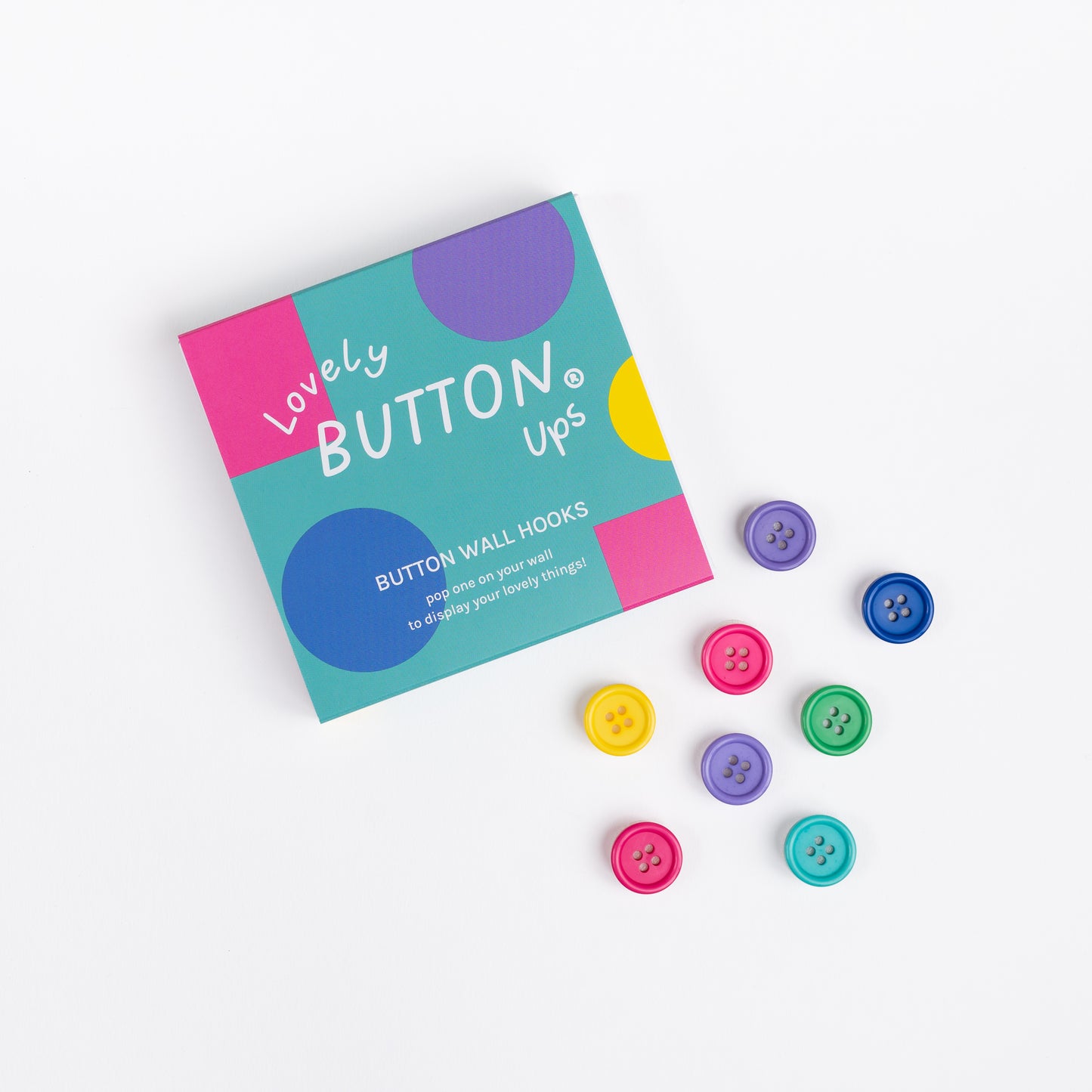 LOVELY BUTTON UPS ® Colourful Wall Hook & Dot Bundle