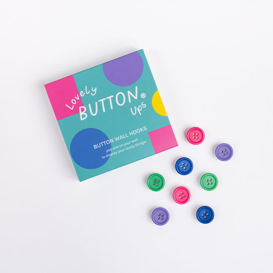 LOVELY BUTTON UPS ®  Button Wall Hooks - Colourful Collection #02