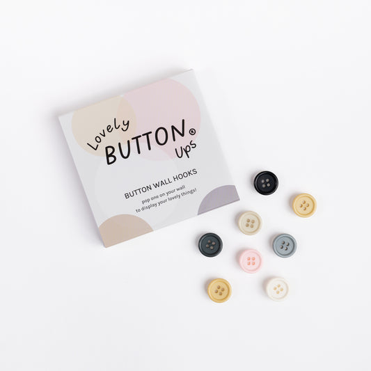LOVELY BUTTON UPS ®  Button Wall Hooks - Neutral Collection #01