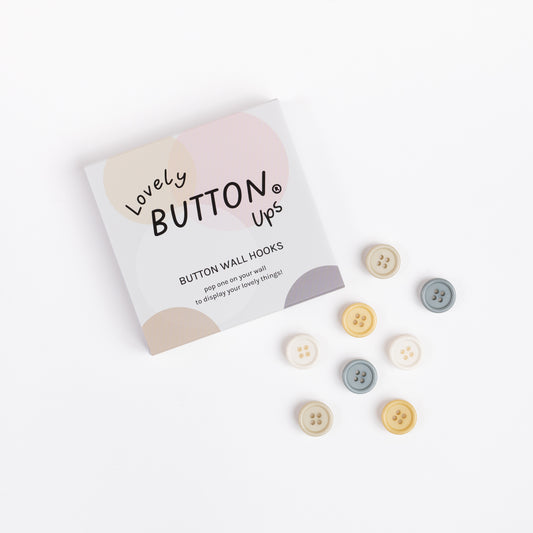 LOVELY BUTTON UPS ®  Button Wall Hooks - Neutral Collection #02