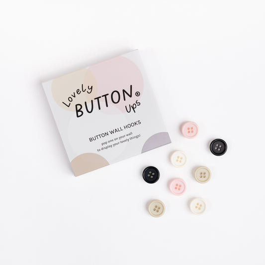 LOVELY BUTTON UPS ®  Button Wall Hooks - Neutral Collection #03