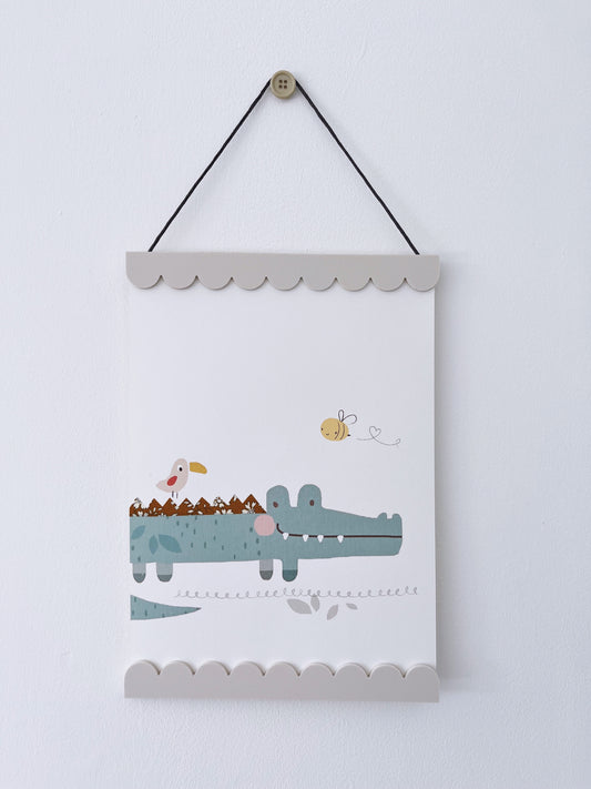 The Charming Press Crocodile Art Print With Liberty Fabric Detail