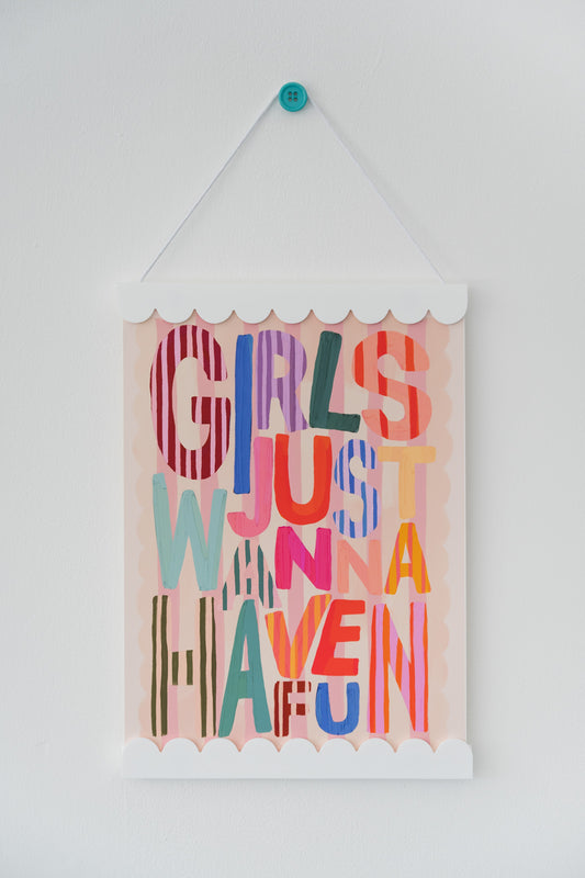 Kate Fox Design Girls Just Wanna Have Fun ART PRINT A4